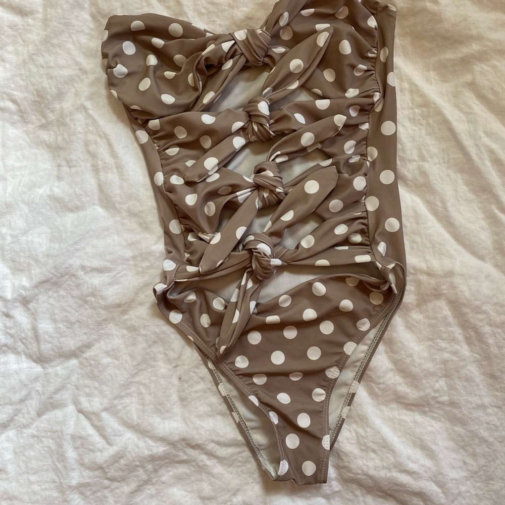 Polka dot tie front one piece